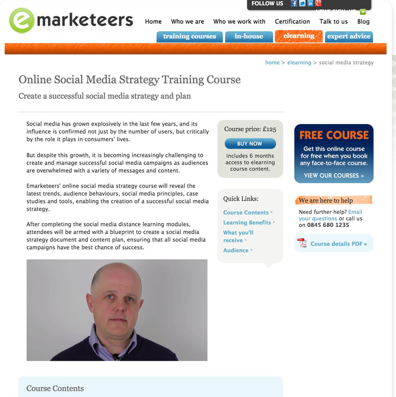 A course listing for the training company Emarketeers